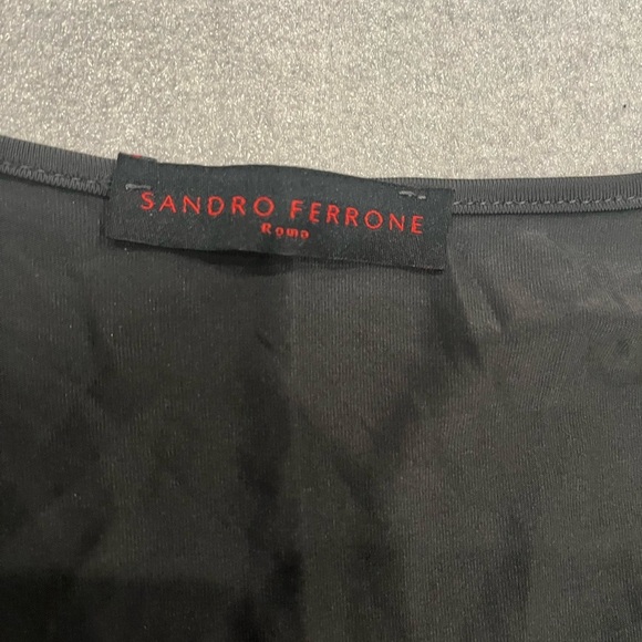 [M]Sandro Ferrone Rome Elegant Black Long Sleeve Deep V Pleated Mini Dress Bow - Picture 3 of 8